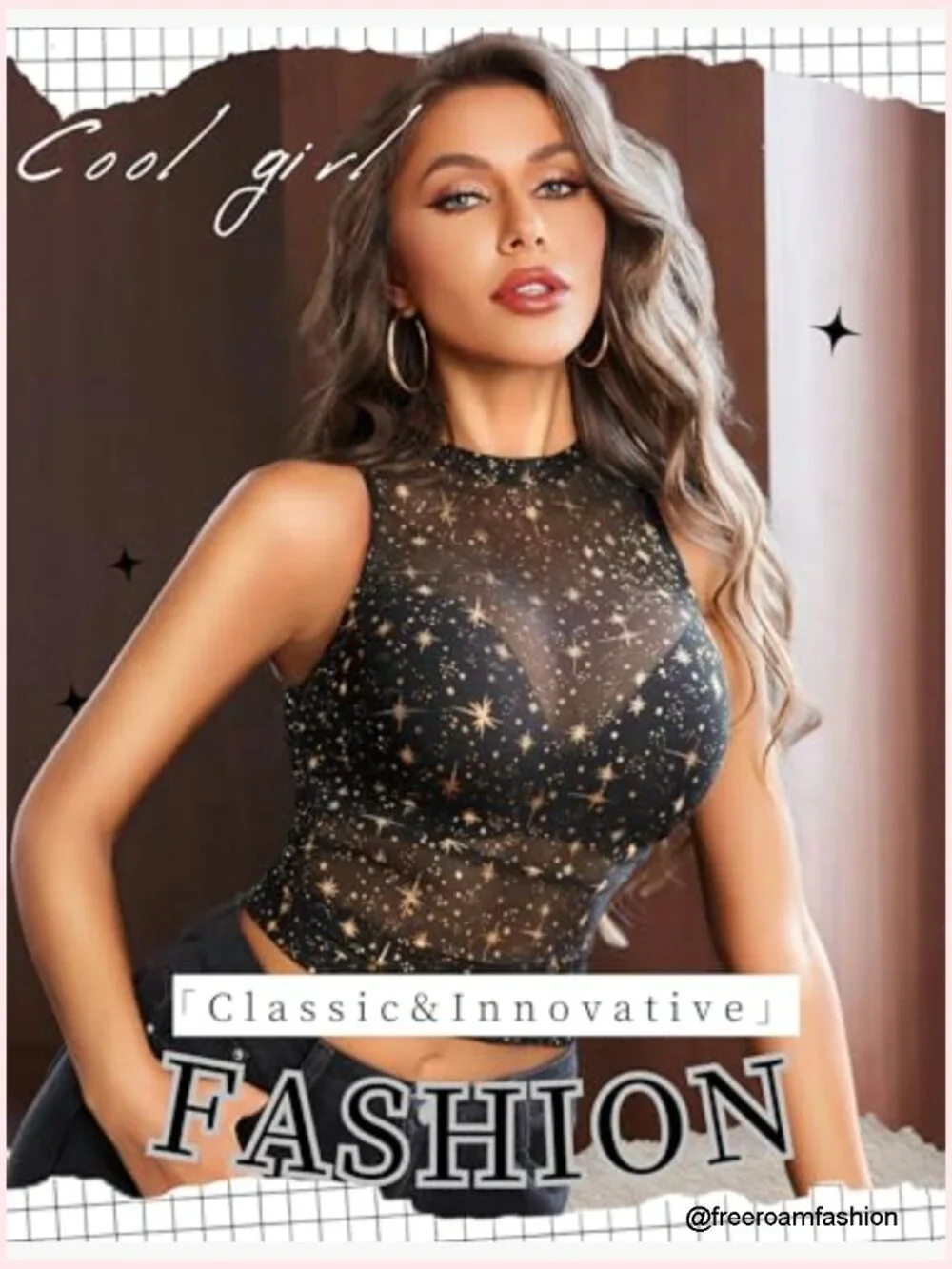 Mesh Camisole Top with Ruching, Cropped Fit, High Neck, Y2K Style - Picture 5 of 7